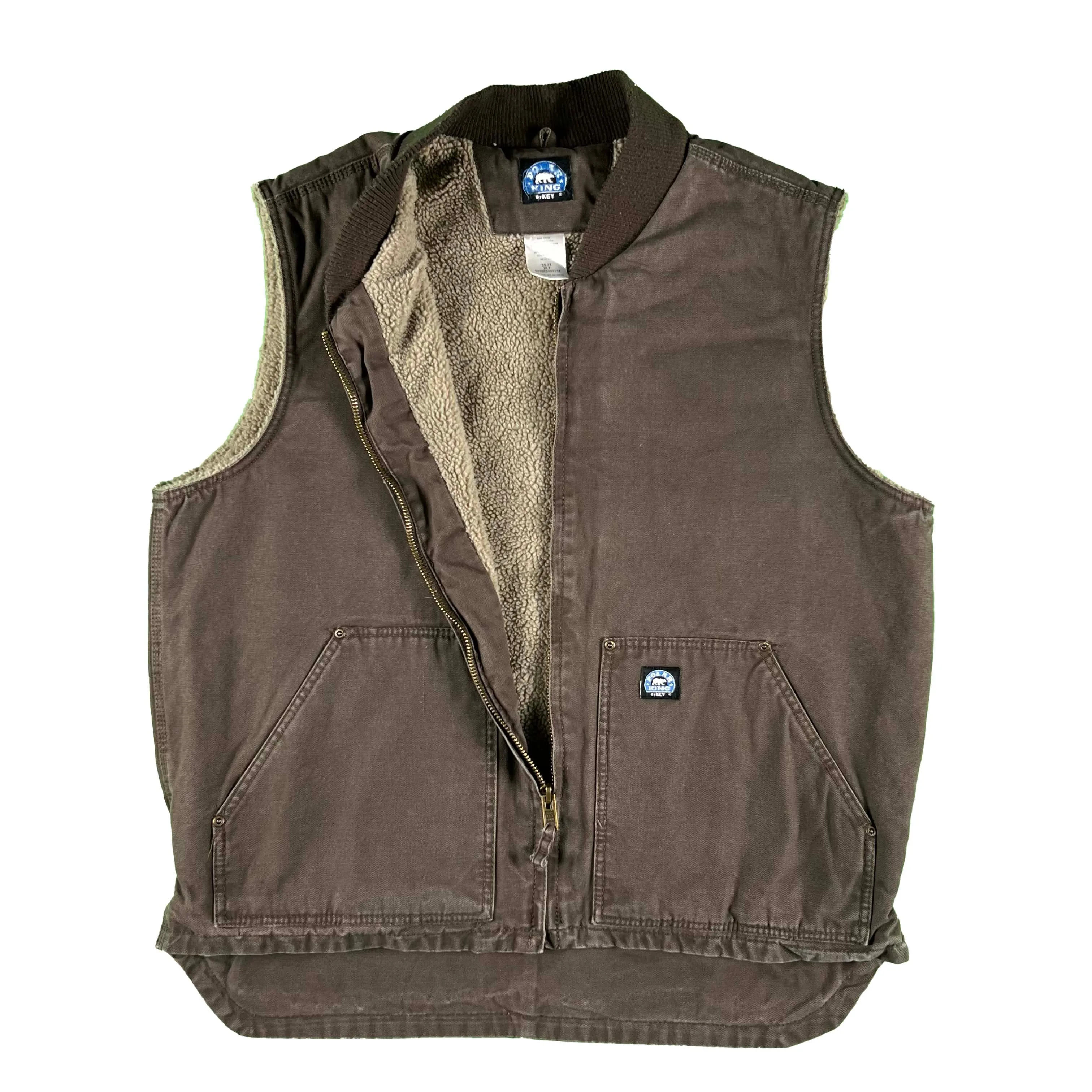 00s Key Chocolate Brown Sherpa Canvas Vest- XL