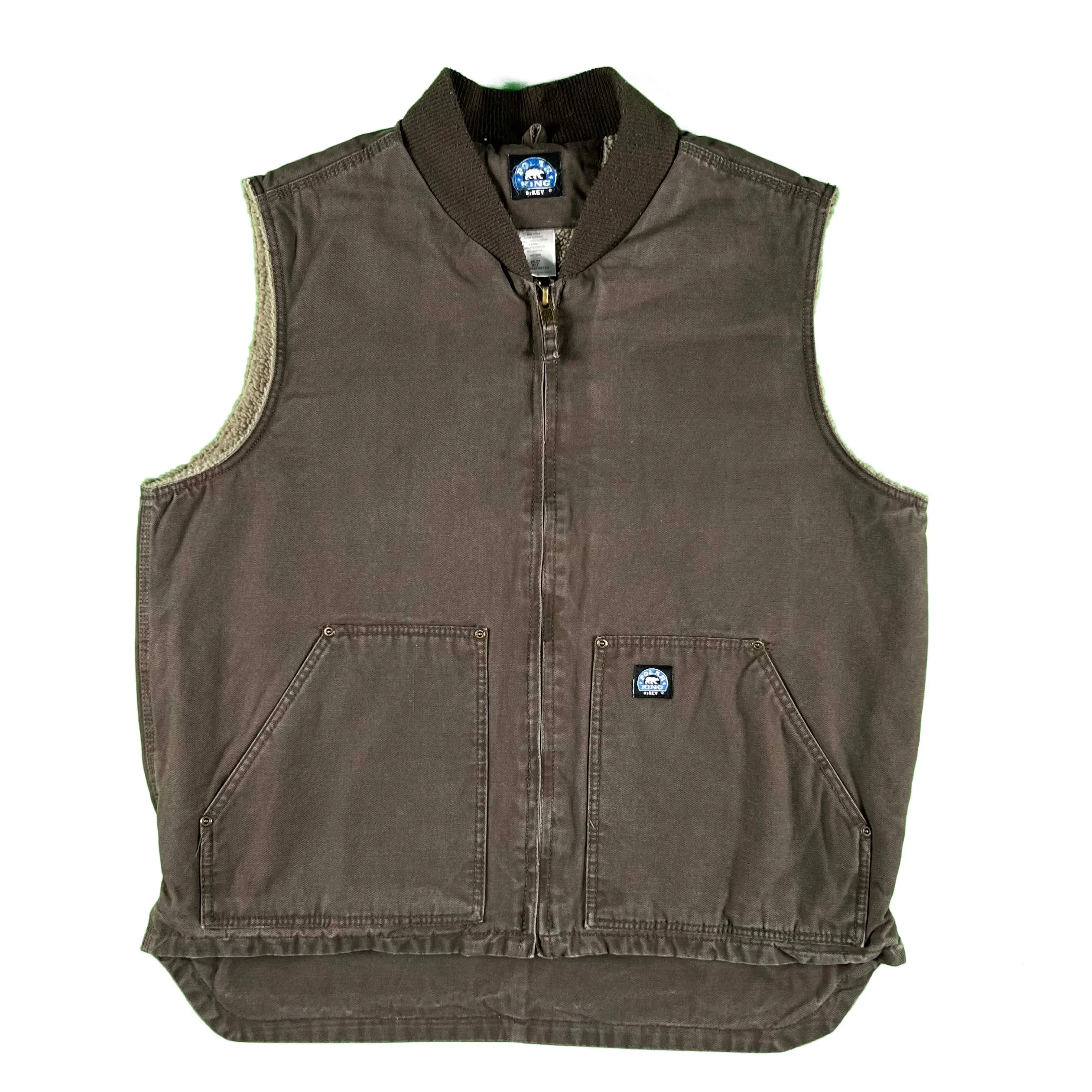 00s Key Chocolate Brown Sherpa Canvas Vest- XL