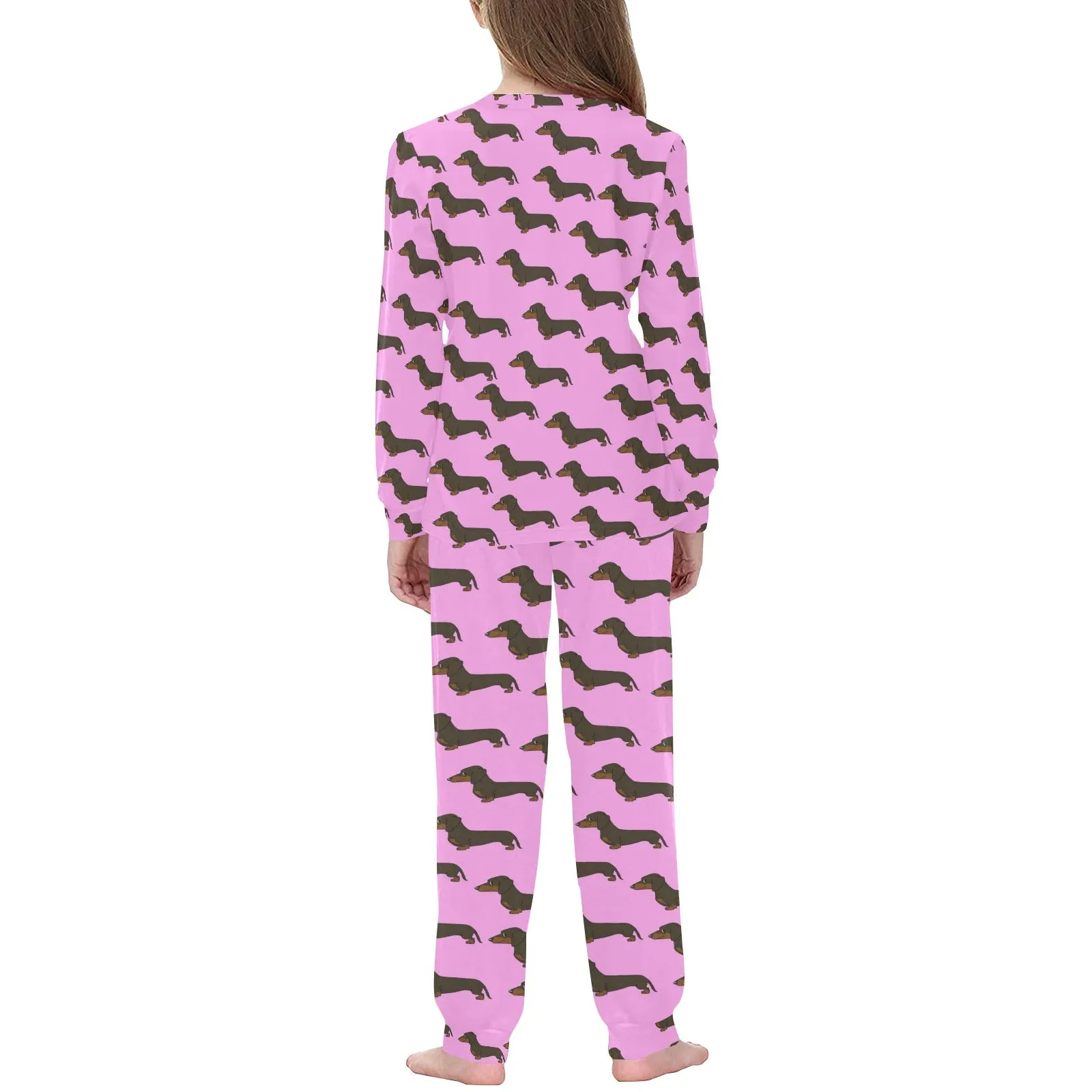2 Piece Dachshund Children's Pajama Set - Pink
