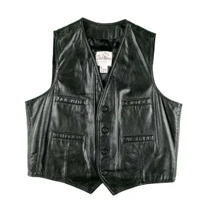 70s Black Leather Vest- M