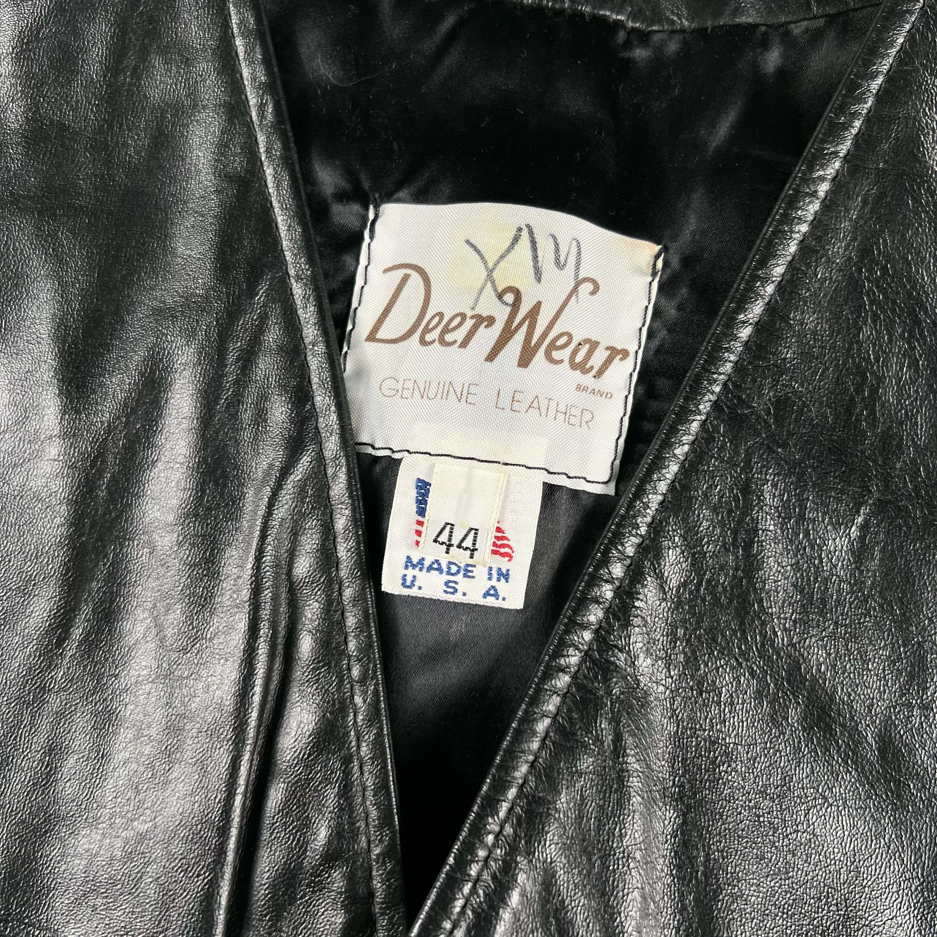 70s Black Leather Vest- M