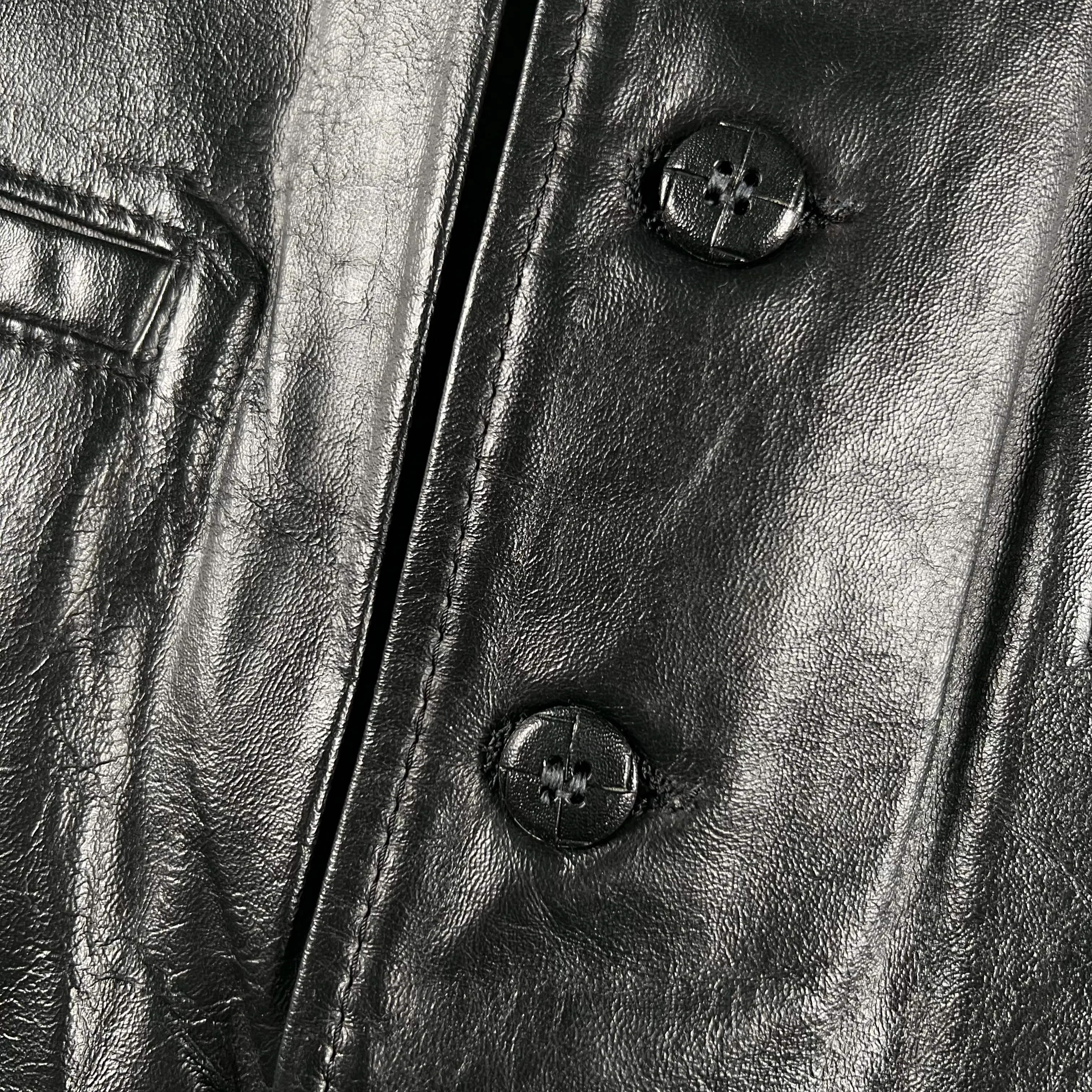 70s Black Leather Vest- M