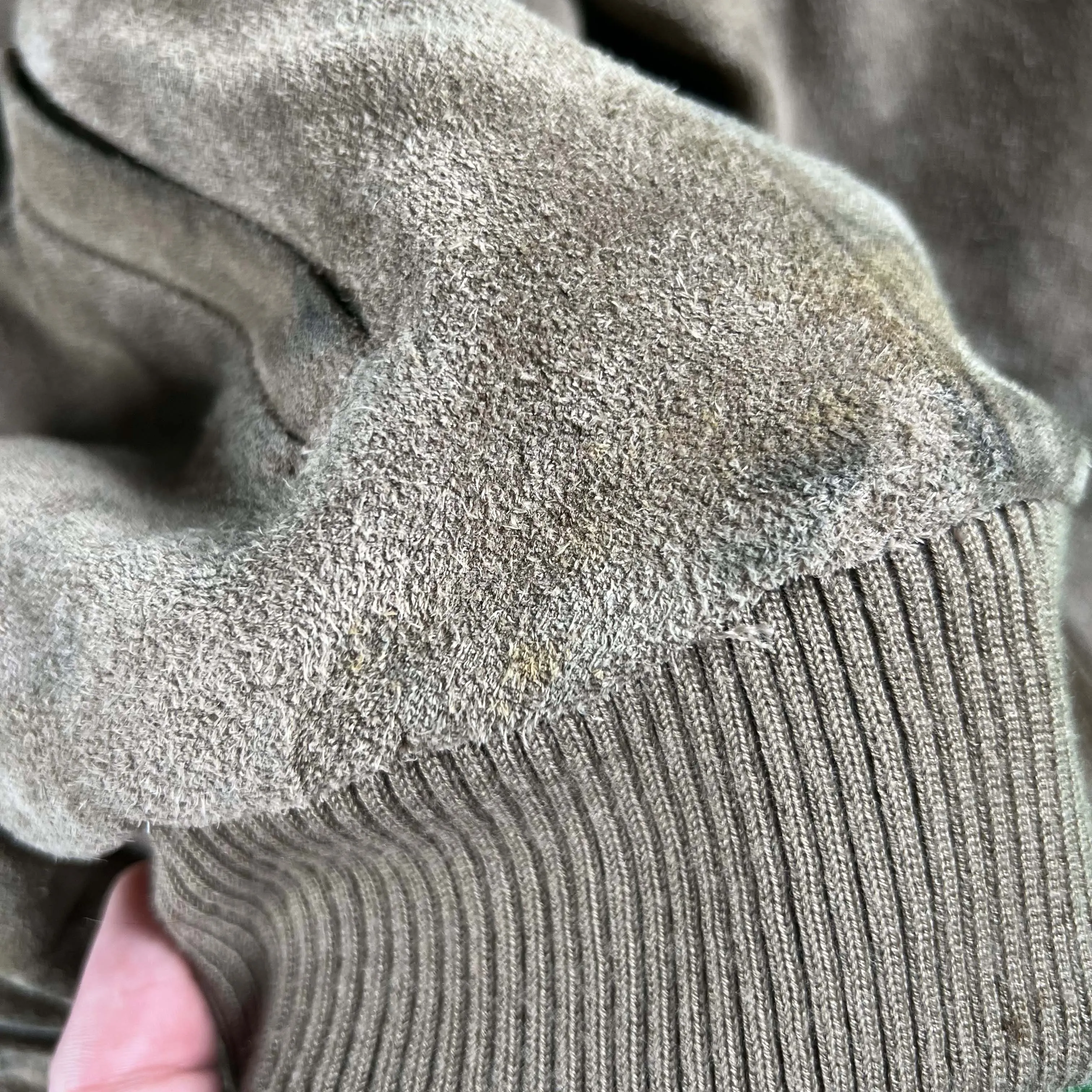 80s Sherpa Lined Suede Leather Bomber Jacket- L