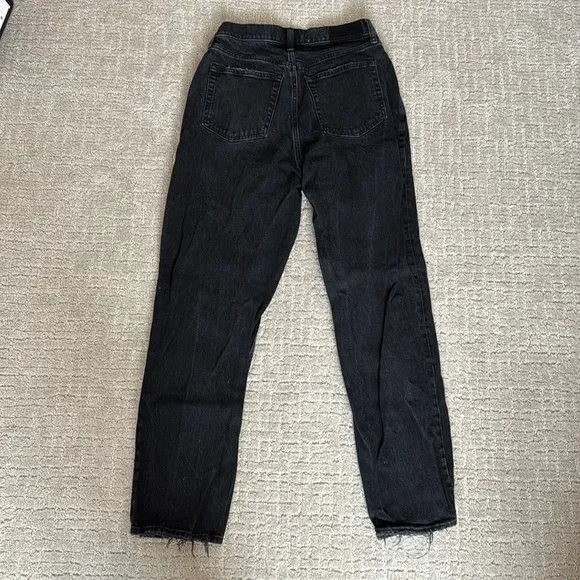 A&amp;F “The dad high rise” asymmetric criss cross waistband washed black grey gray