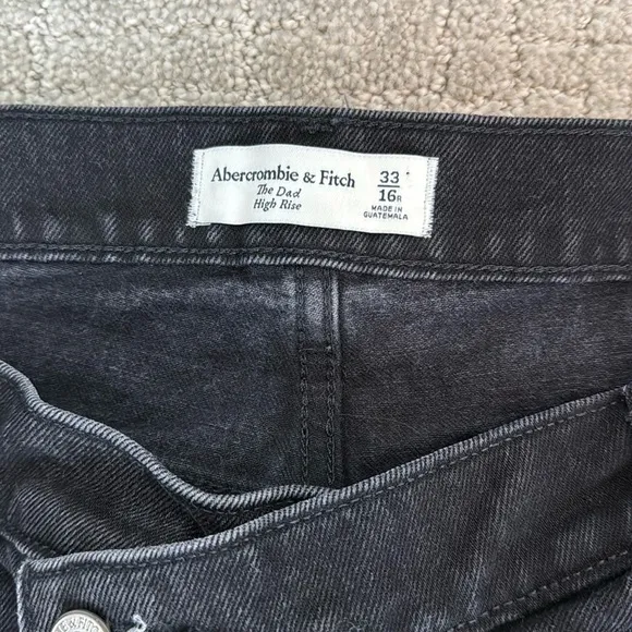 A&amp;F “The dad high rise” asymmetric criss cross waistband washed black grey gray