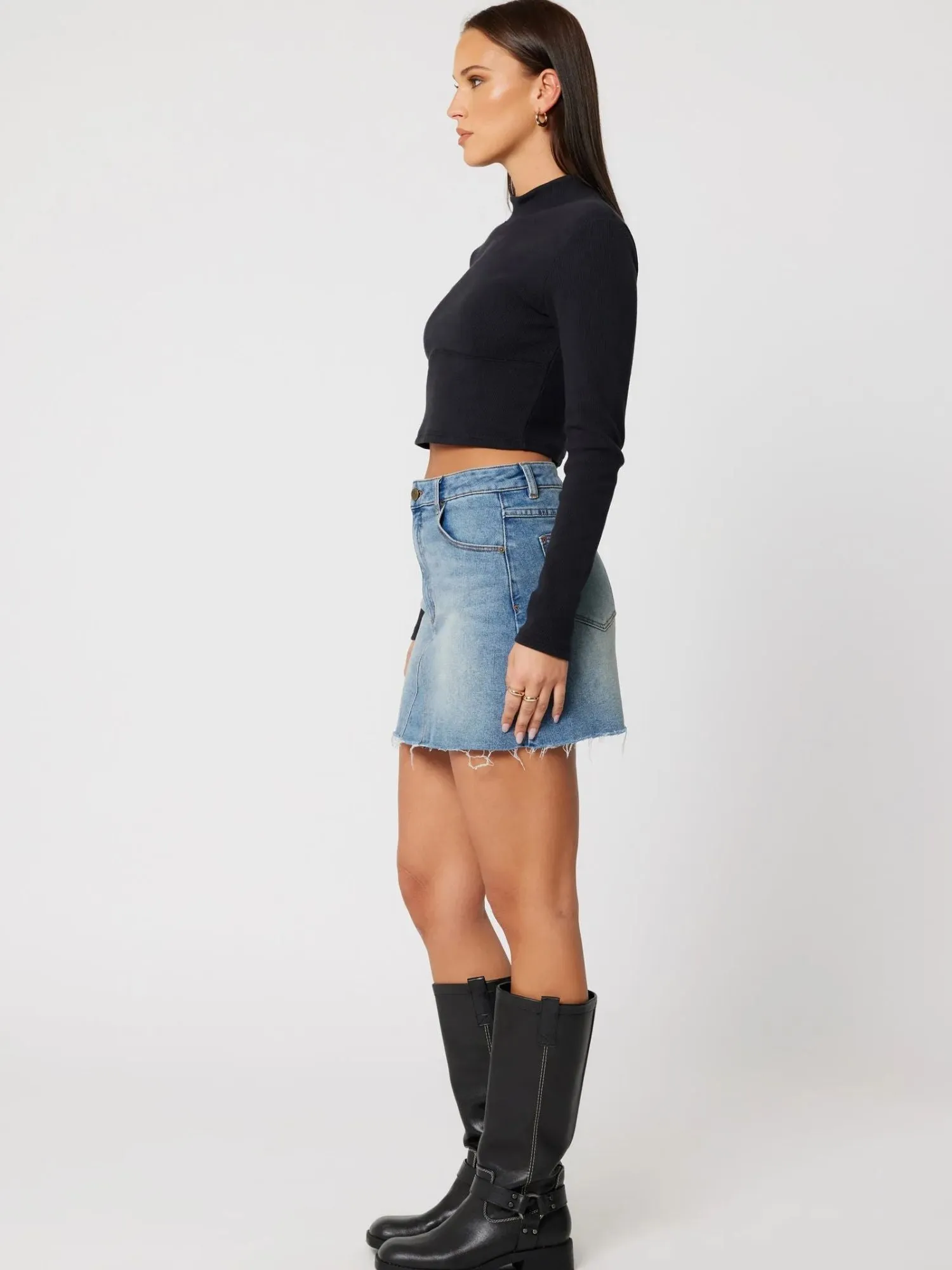 Abrand - A Aline Skirt Gisele | Mid Blue