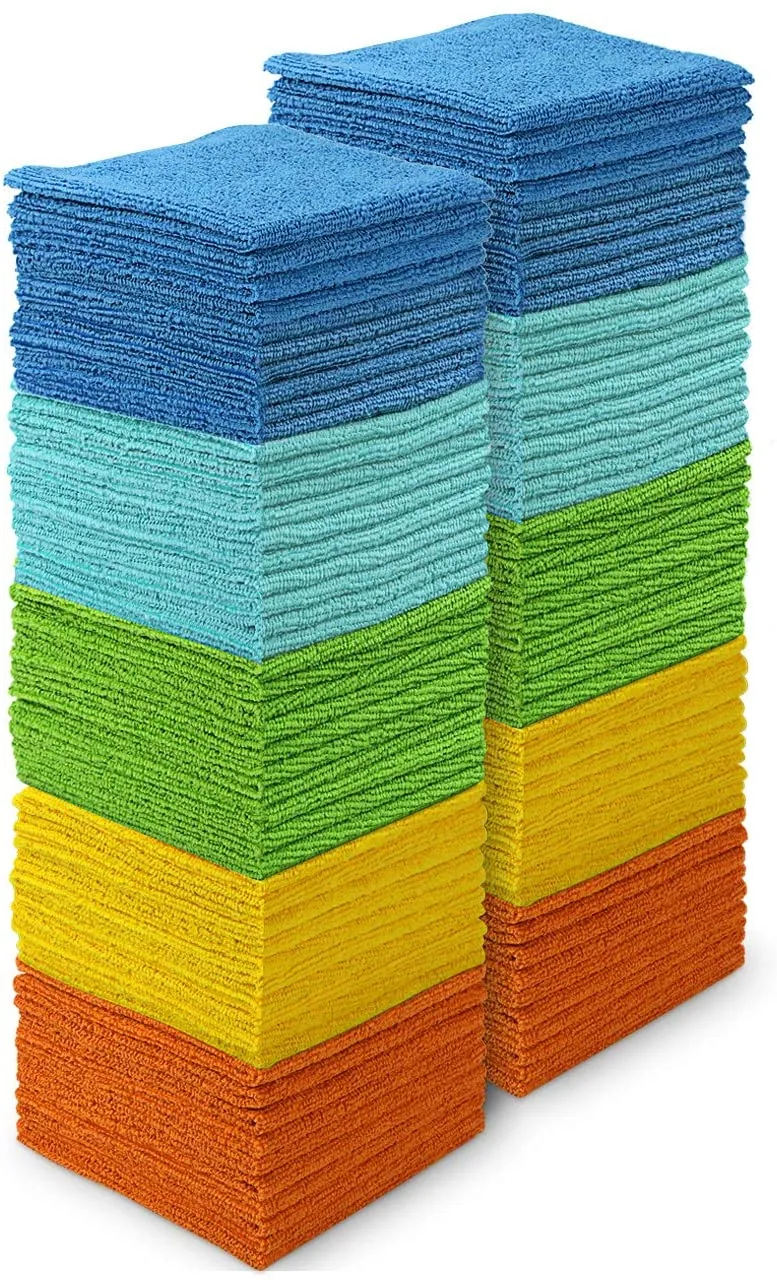 AIDEA Microfiber Cleaning Cloths-100PK, Softer and More Absorbent, Lint-Free, Wash Cloth for Home, Kitchen, Car, Window (12in.x12in.)