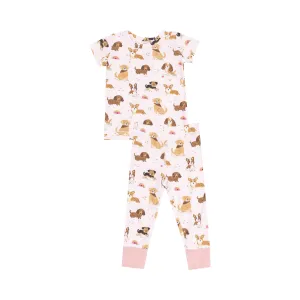 Angel Dear Short Sleeve Loungewear Set - Best Friend Dogs Pink