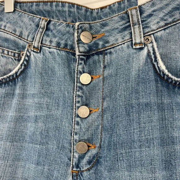 Anine Bing Jeans Womens 26 Blue Denim Exposed Button Fly Classic Designer