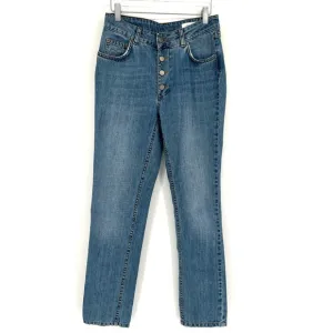 Anine Bing Jeans Womens 26 Blue Denim Exposed Button Fly Classic Designer