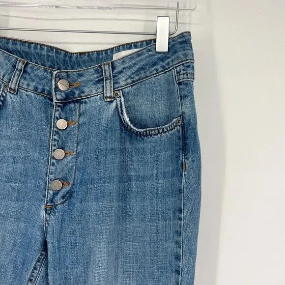 Anine Bing Jeans Womens 26 Blue Denim Exposed Button Fly Classic Designer