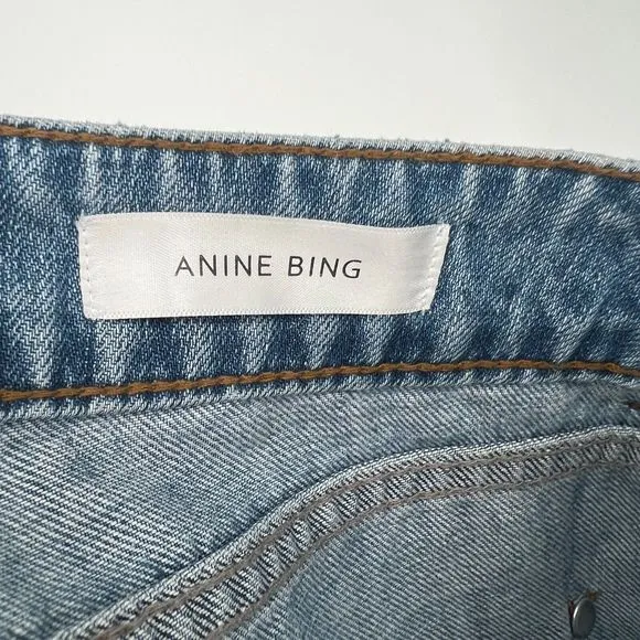 Anine Bing Jeans Womens 26 Blue Denim Exposed Button Fly Classic Designer