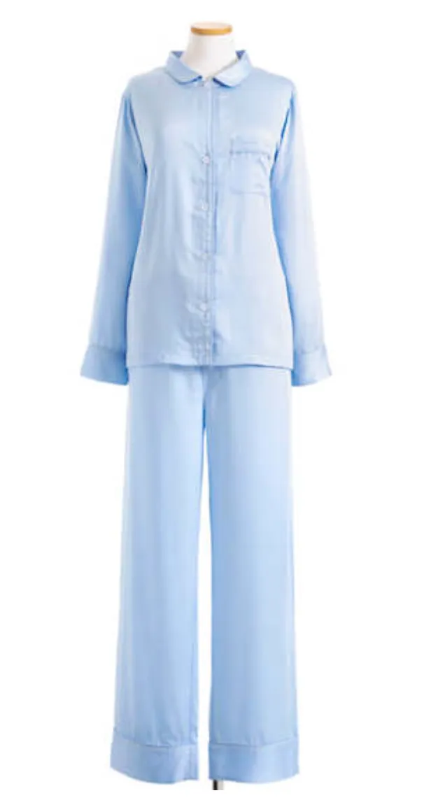 Annie Selke Silken Pajamas - Soft Blue