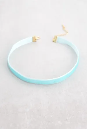 Aqua Thin Velvet Choker