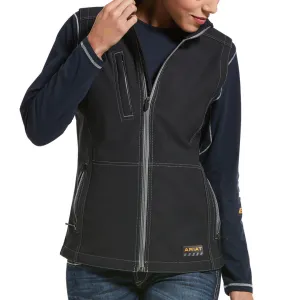 Ariat Womens Rebar Stretch Canvas Softshell VEST- BLACK
