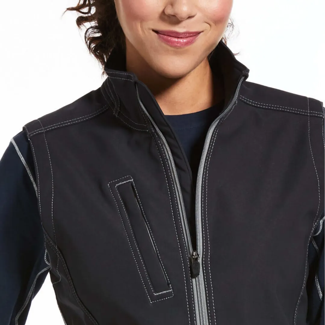 Ariat Womens Rebar Stretch Canvas Softshell VEST- BLACK