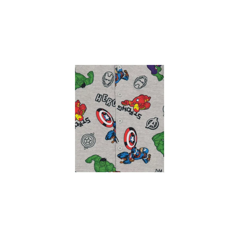Avengers Boys Pajama Set, Long Sleeve Coat-Style Top and Pants 2PC PJ Outfit, 4-10, Gray