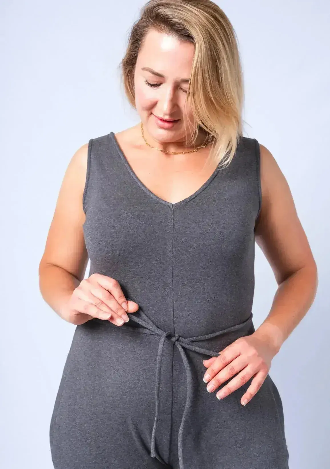Axty V-Neck Jumpsuit - Versatile Cotton Romper | Femstylo