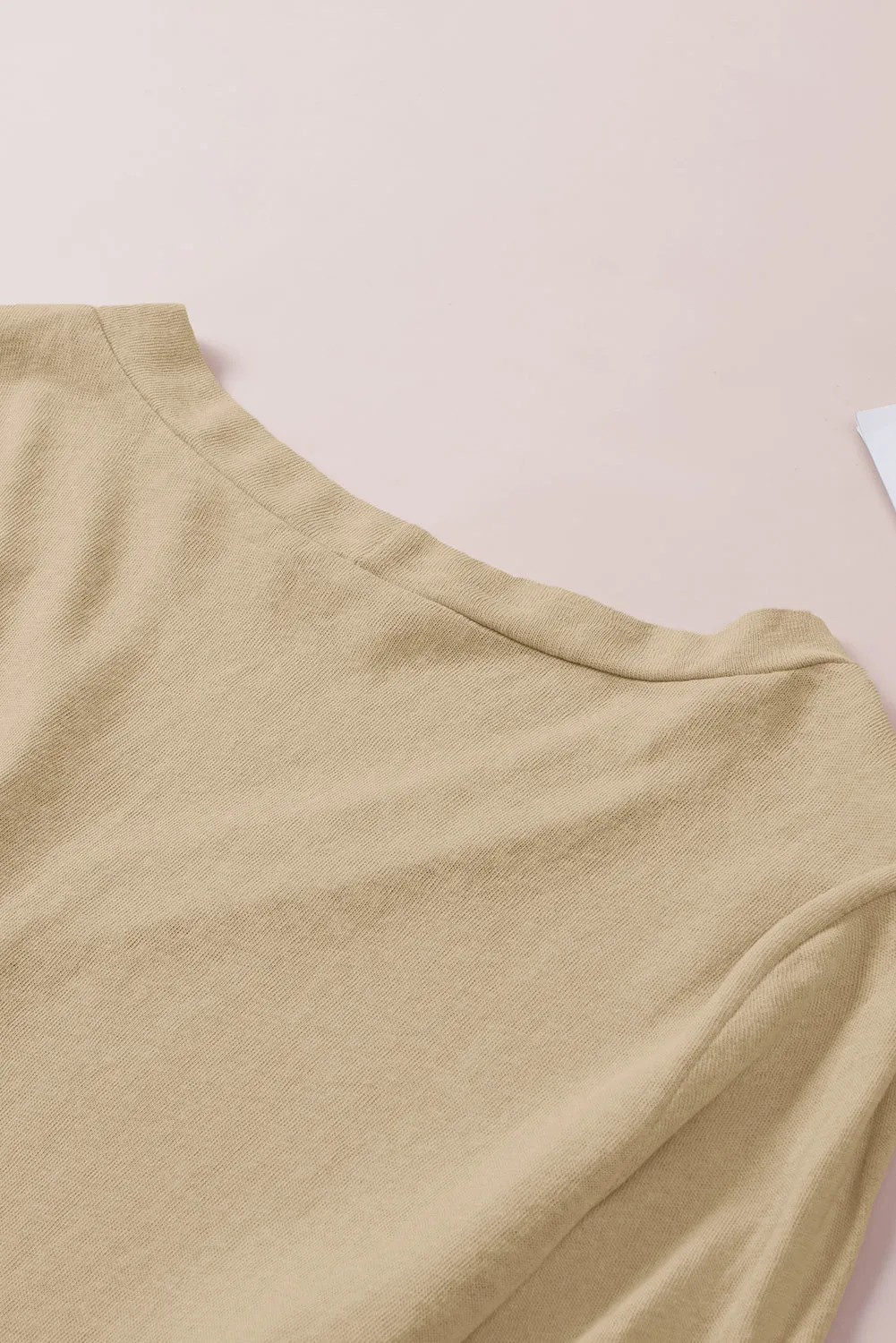 Beige Solid Color Open-Front Buttons Cardigan