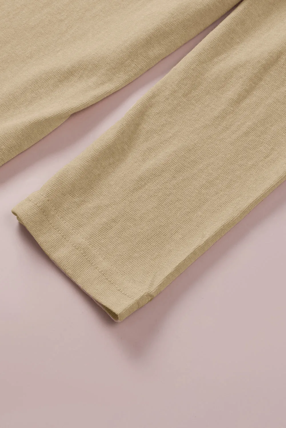 Beige Solid Color Open-Front Buttons Cardigan