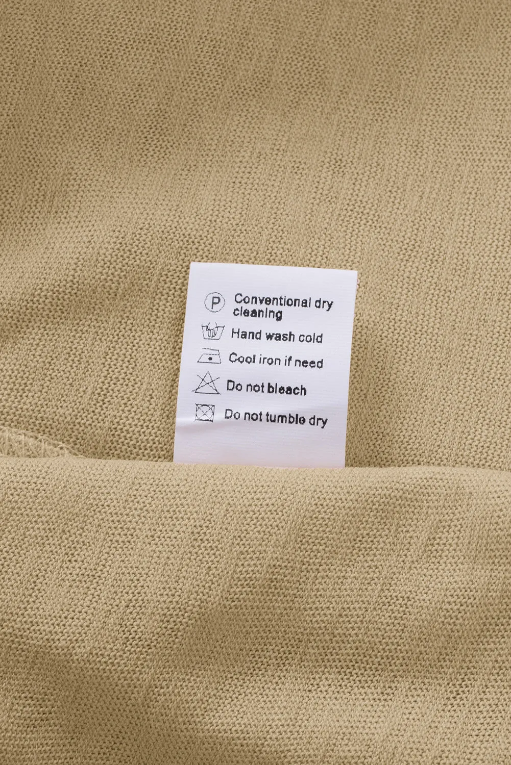 Beige Solid Color Open-Front Buttons Cardigan
