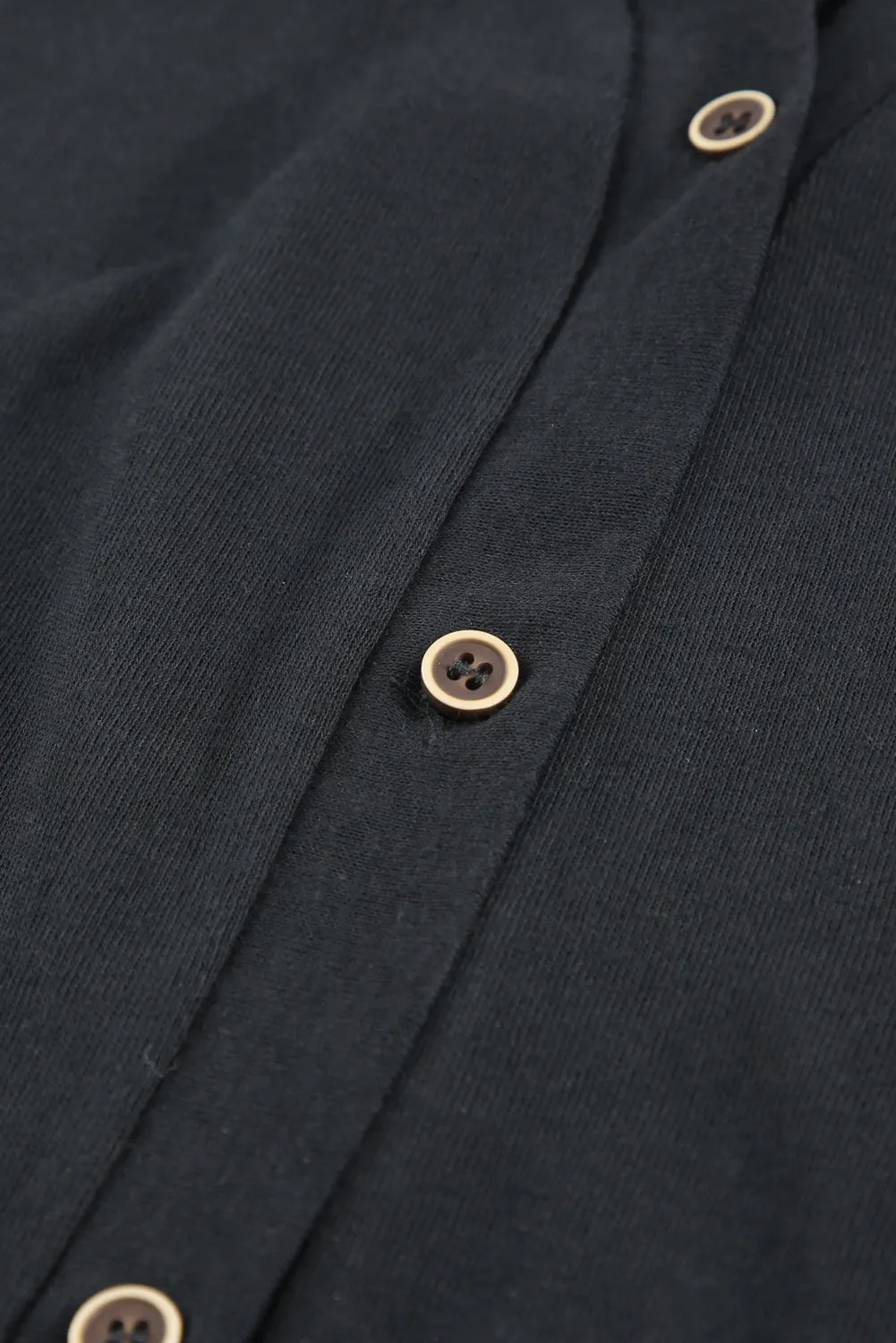 Beige Solid Color Open-Front Buttons Cardigan