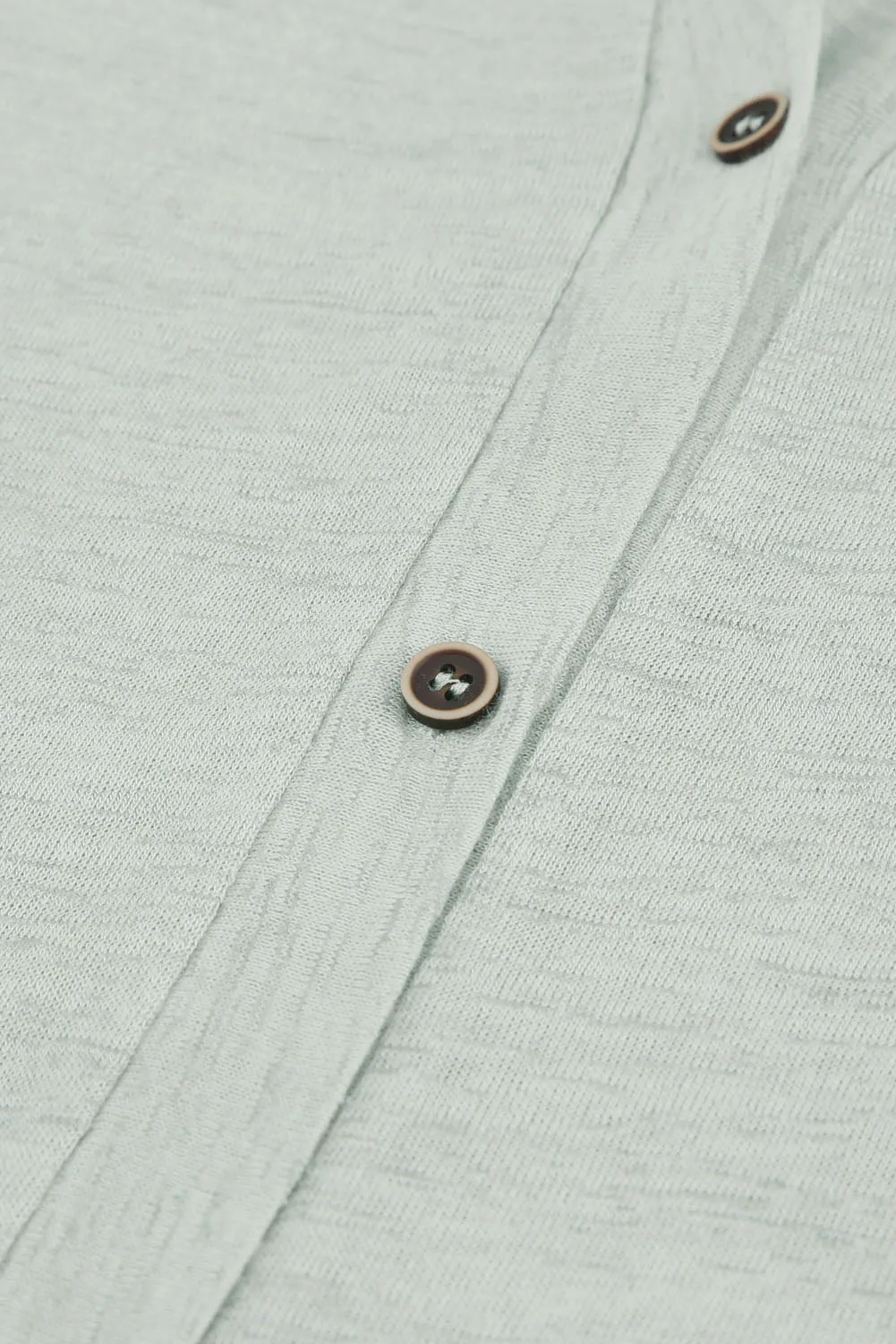 Beige Solid Color Open-Front Buttons Cardigan