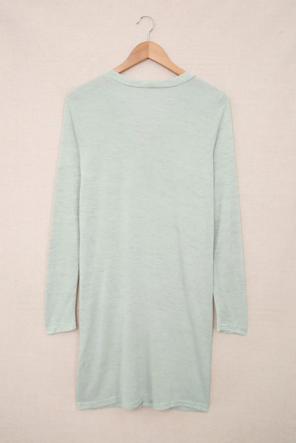 Beige Solid Color Open-Front Buttons Cardigan