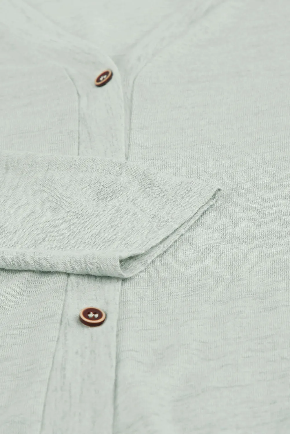 Beige Solid Color Open-Front Buttons Cardigan