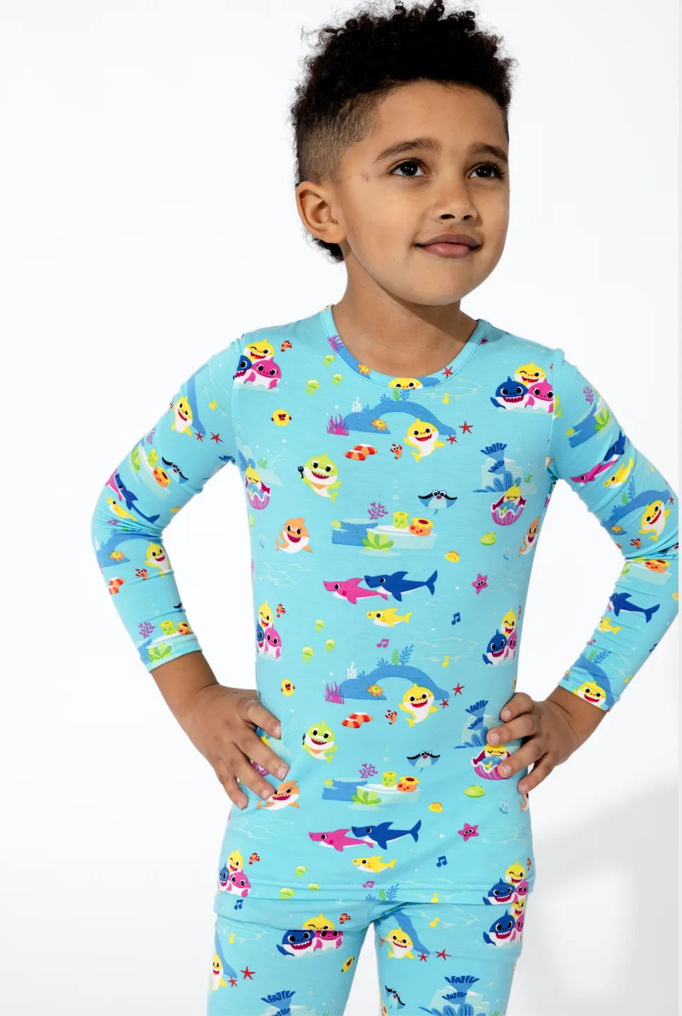 Bellabu Bear x Baby Shark Long Sleeve & Pants Bamboo Kids Pajamas