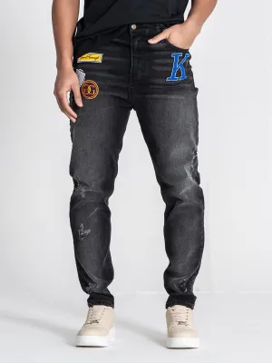 Black Collage Patch Jeans