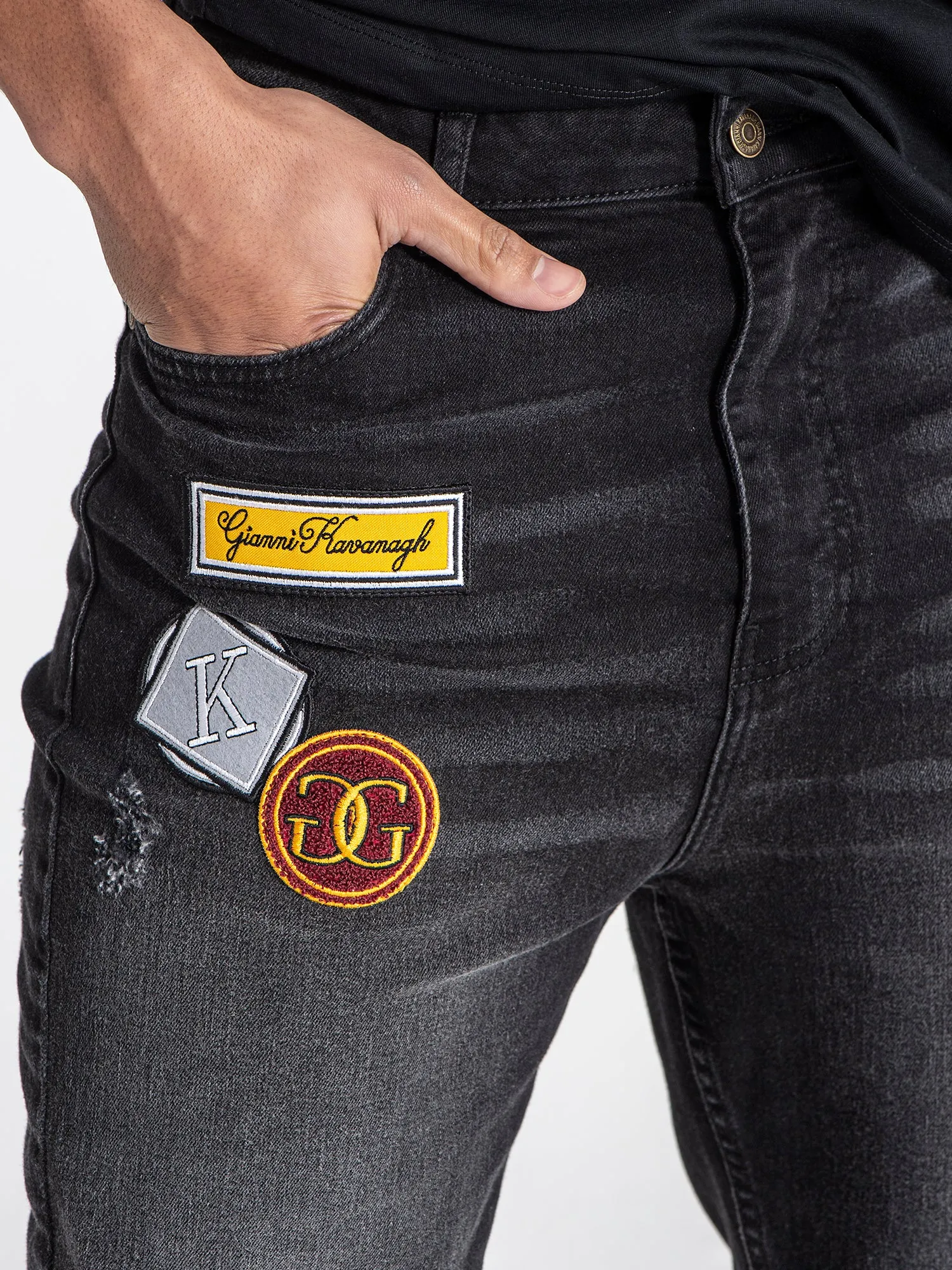 Black Collage Patch Jeans