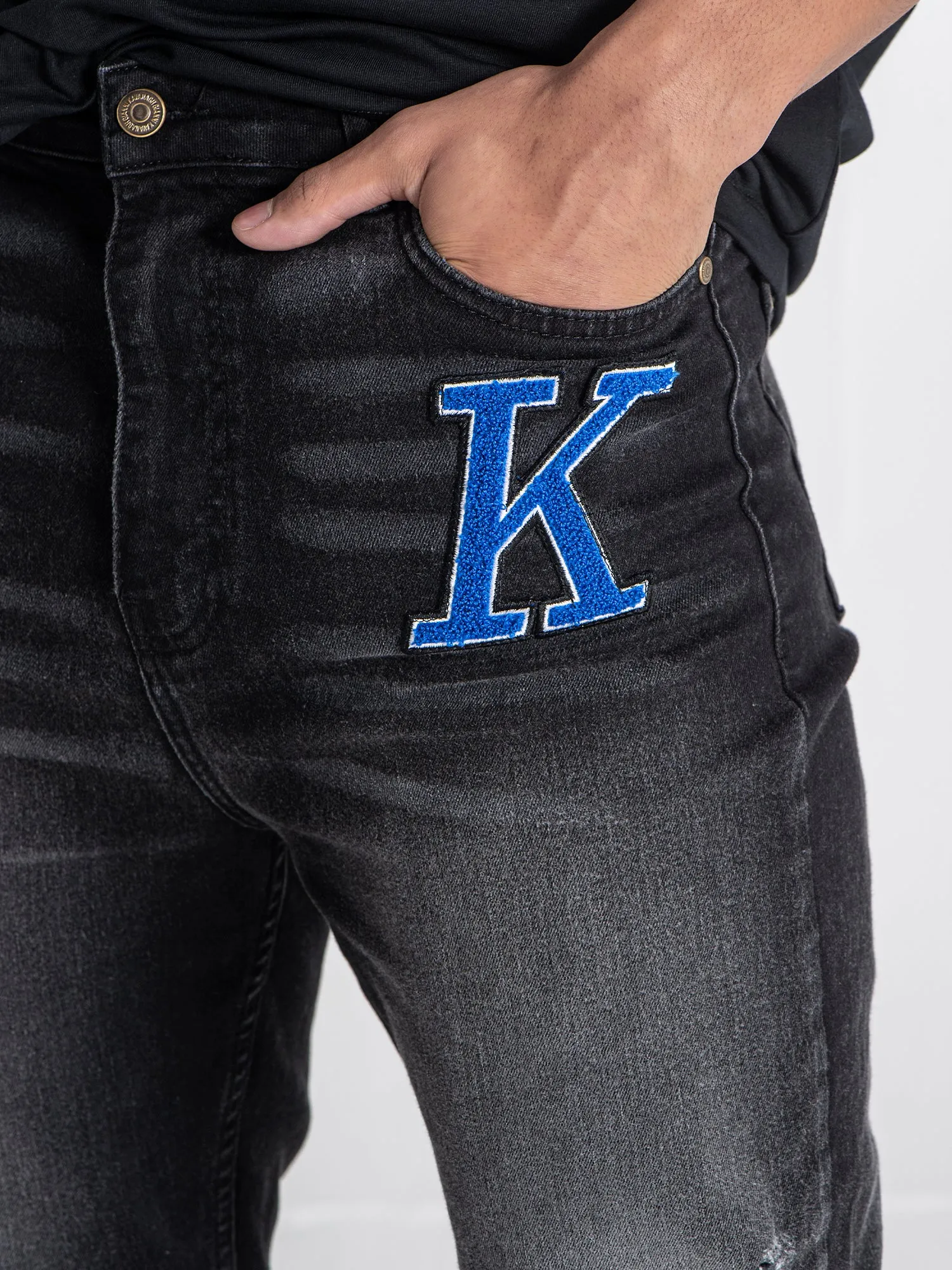 Black Collage Patch Jeans