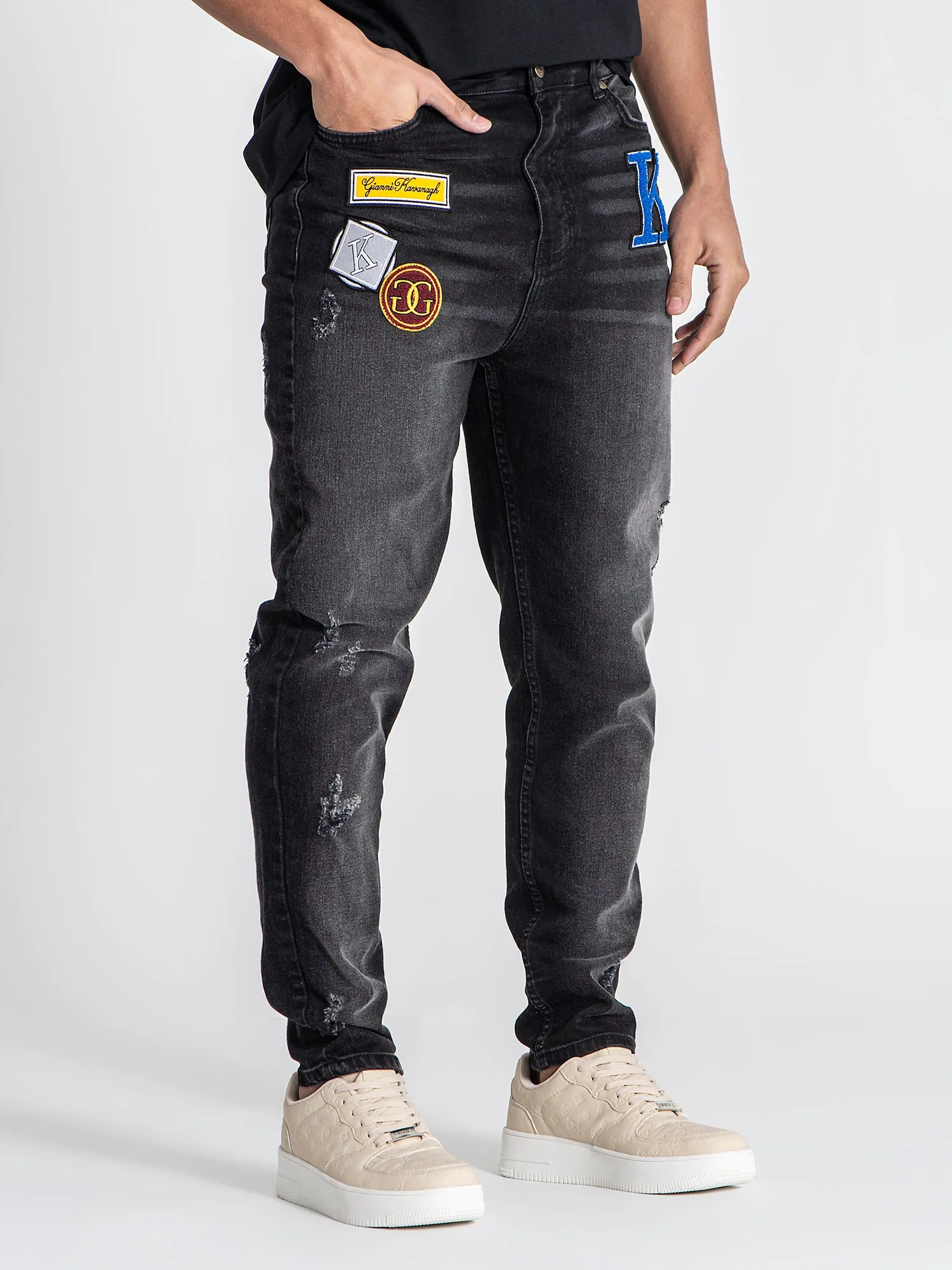 Black Collage Patch Jeans