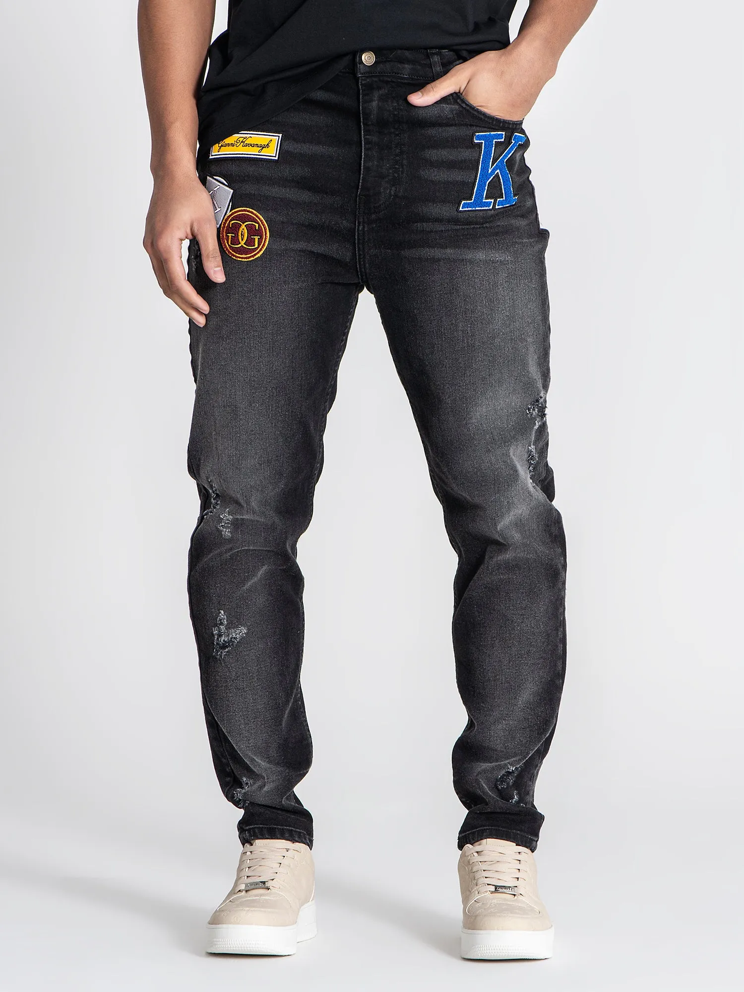 Black Collage Patch Jeans