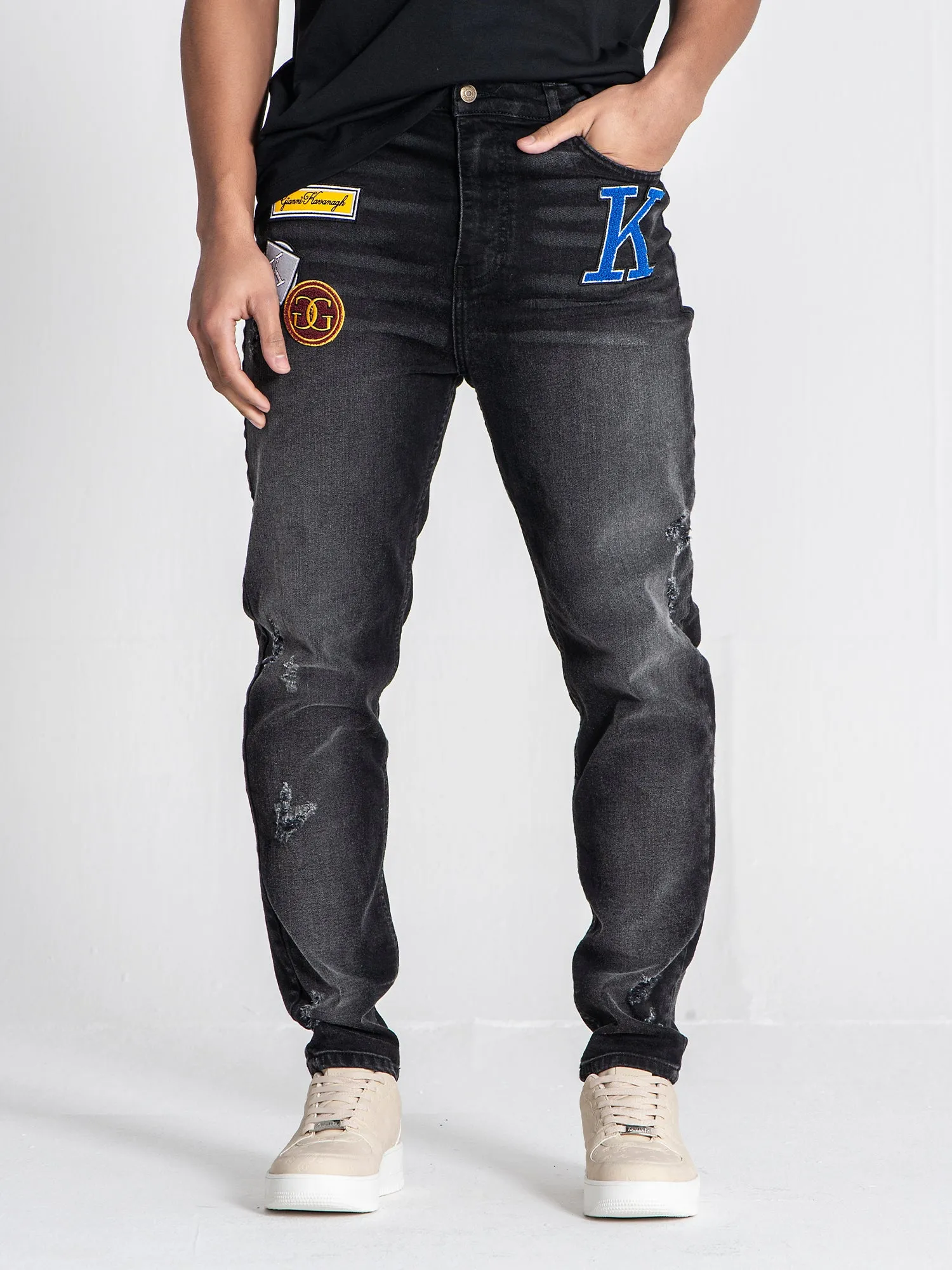 Black Collage Patch Jeans