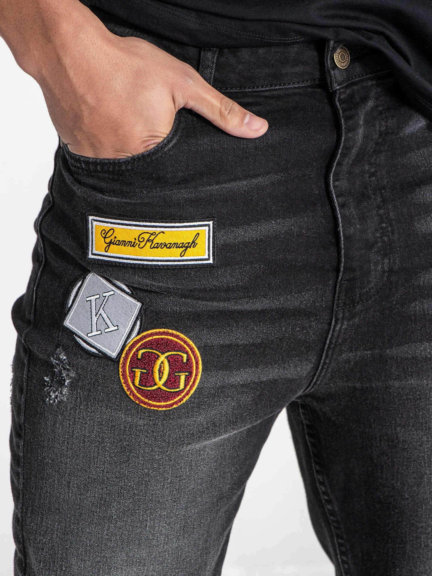 Black Collage Patch Jeans