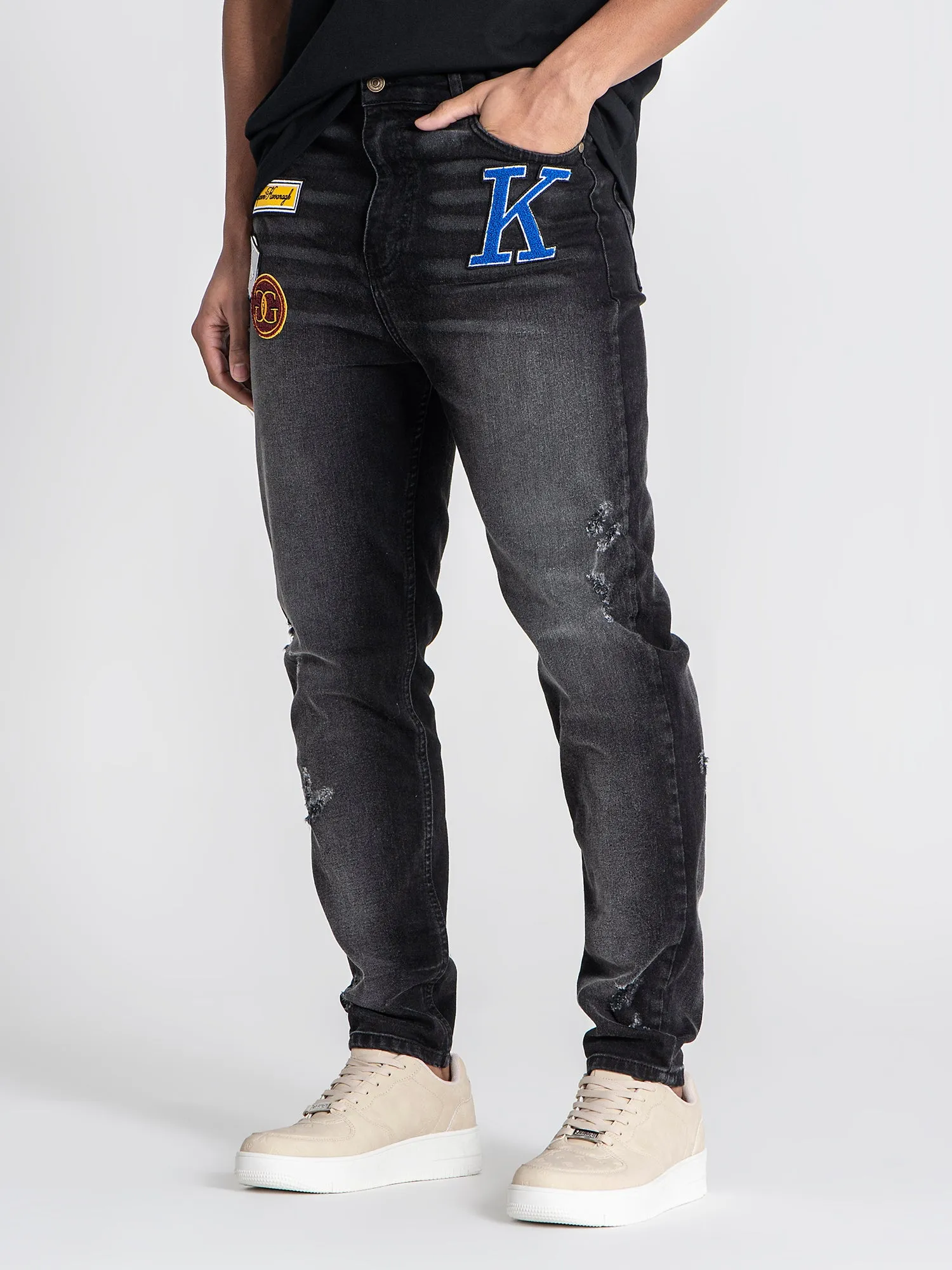 Black Collage Patch Jeans