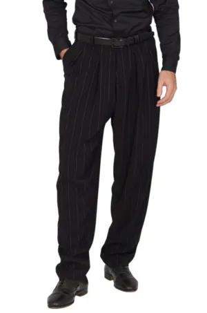 Black Striped Tango Pants With Inverted Box Pleat