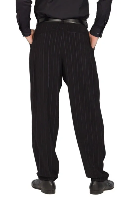 Black Striped Tango Pants With Inverted Box Pleat