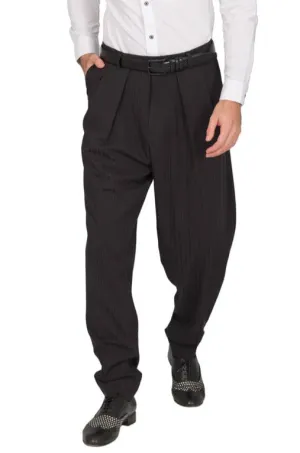 Black Thin Striped Tango Pants With Inverted Box Pleat