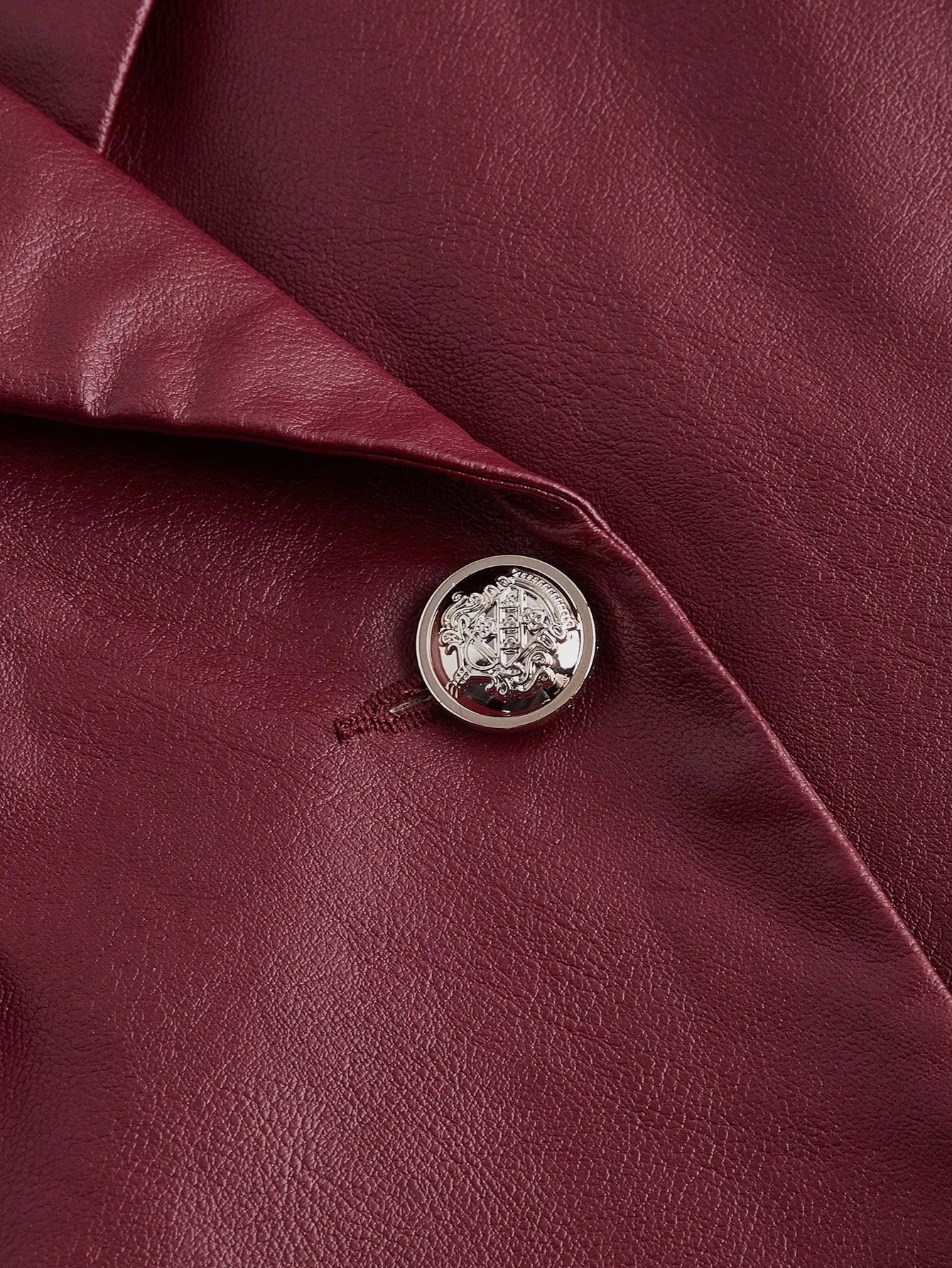 Blazer de PU Rojo Vino para Mujer - Cherry Vibes