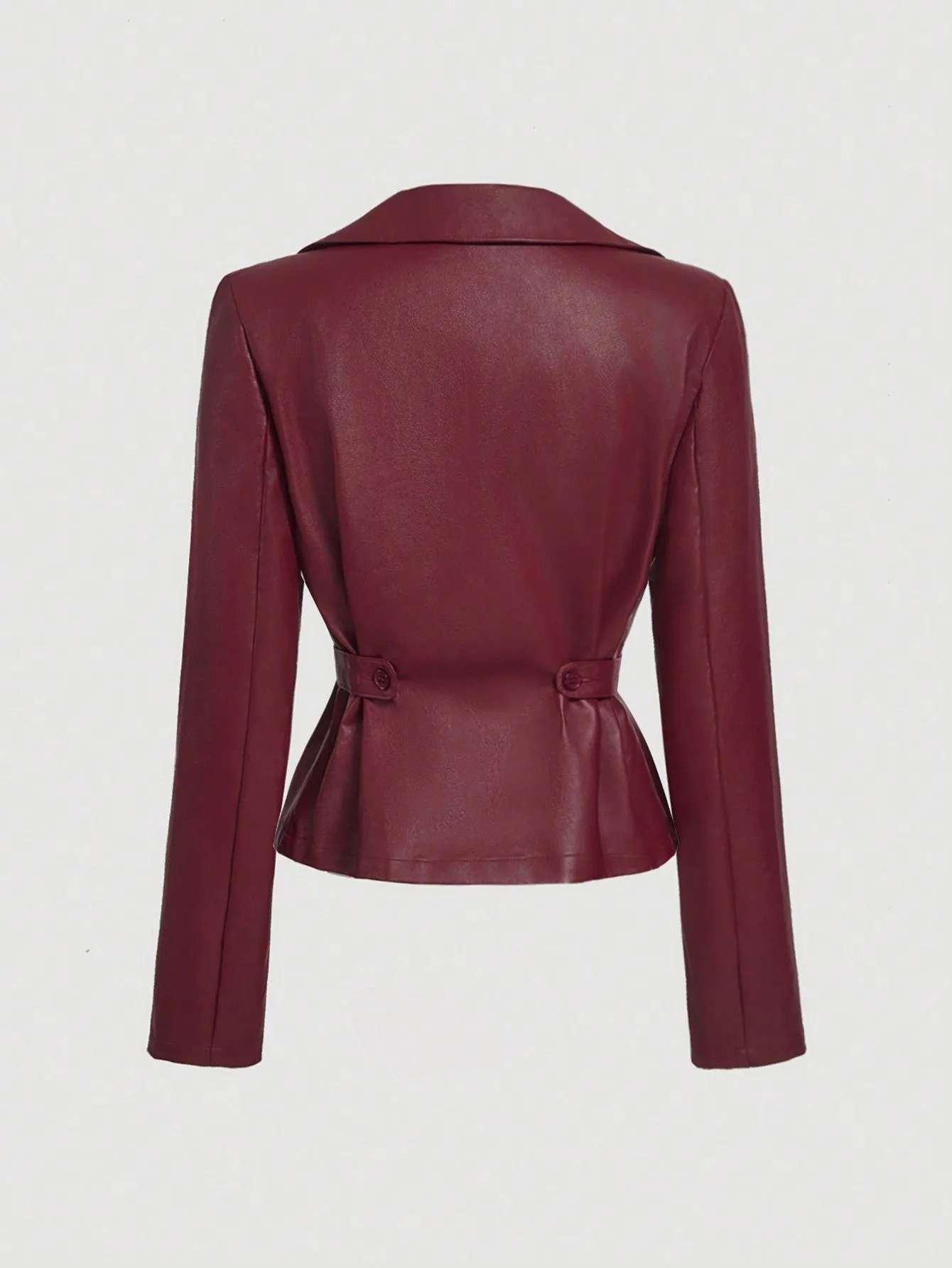 Blazer de PU Rojo Vino para Mujer - Cherry Vibes