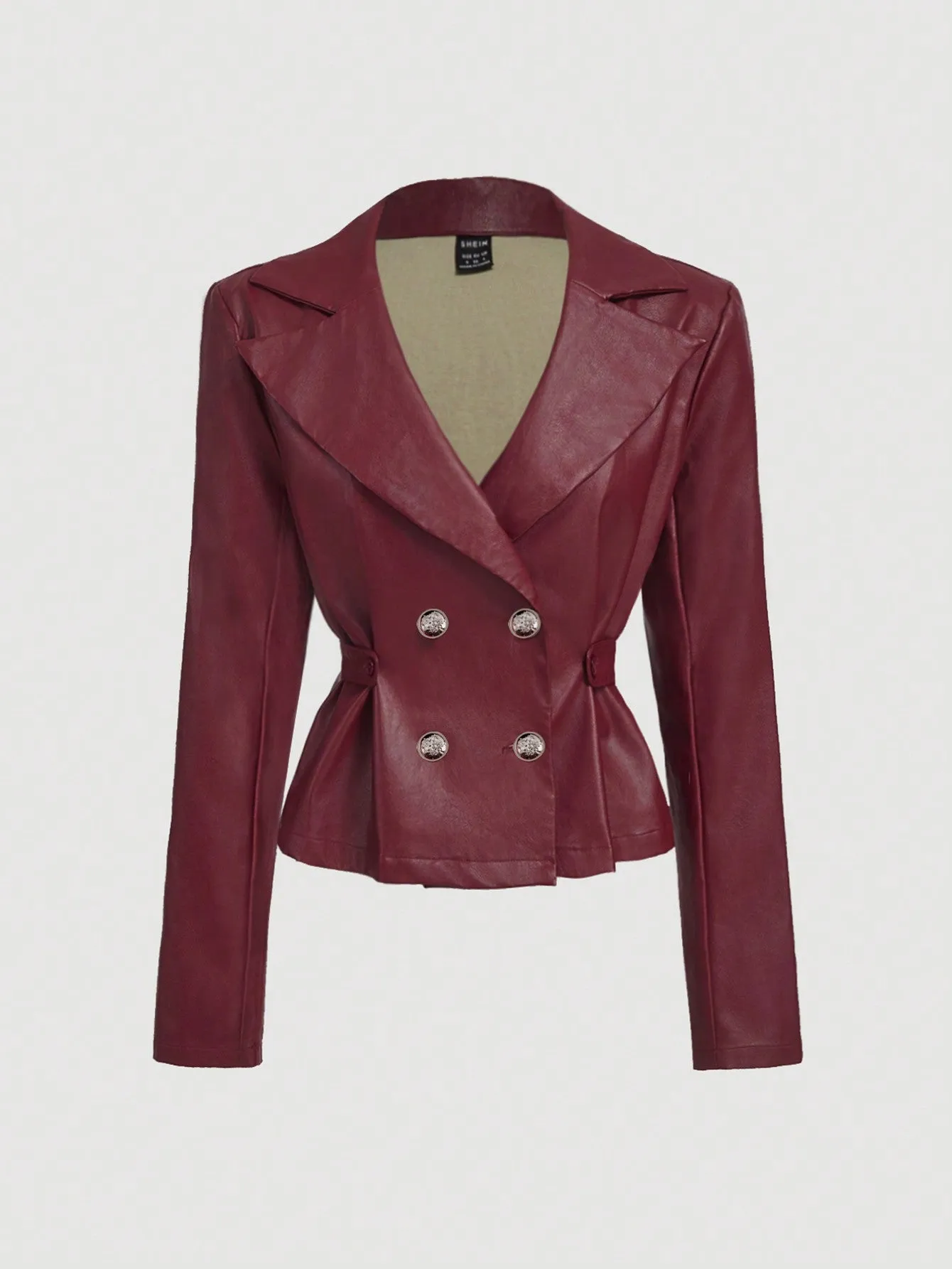 Blazer de PU Rojo Vino para Mujer - Cherry Vibes