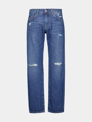 Blue Classic Cotton Jeans with Tag