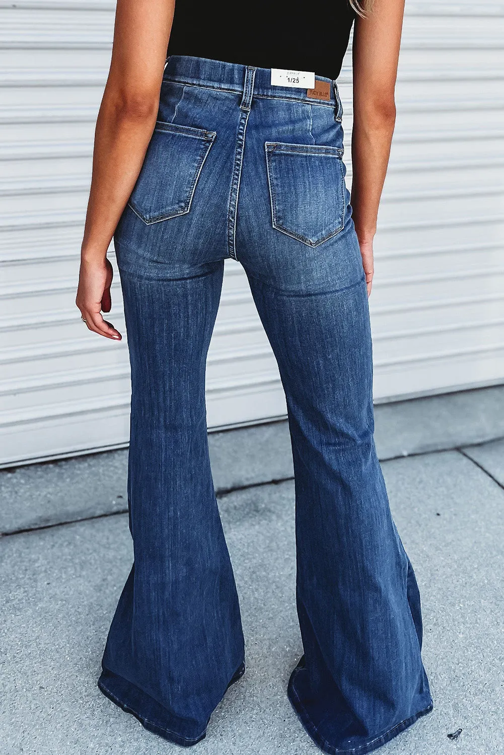 Blue Flared Bottom High Waist Jeans