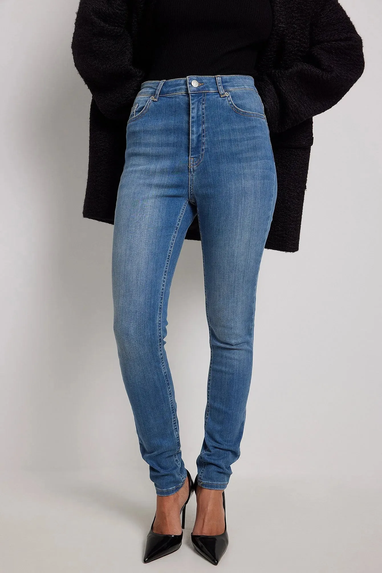 Blue Skinny High Waist Stretch Jeans - Comfortable & Stylish