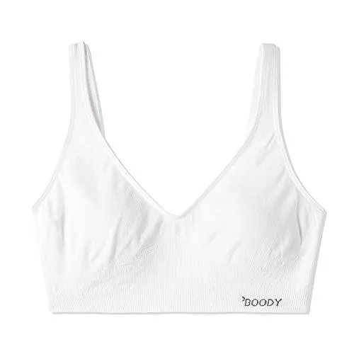 Boody Body EcoWear Women's Padded Shaper Bra - Bamboo Viscose - Seamless - Removable Padding - White - X-Small