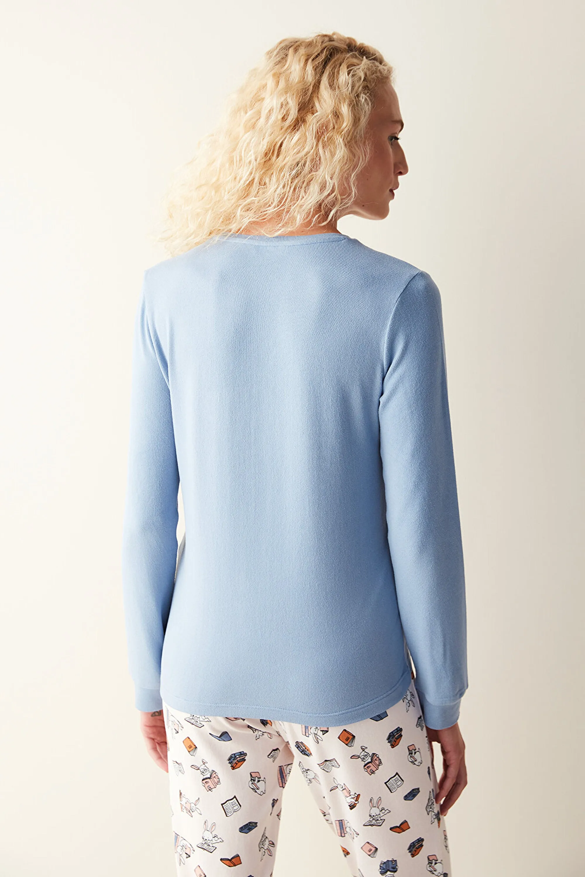 Books Printed Tshirt Blue PJ Top