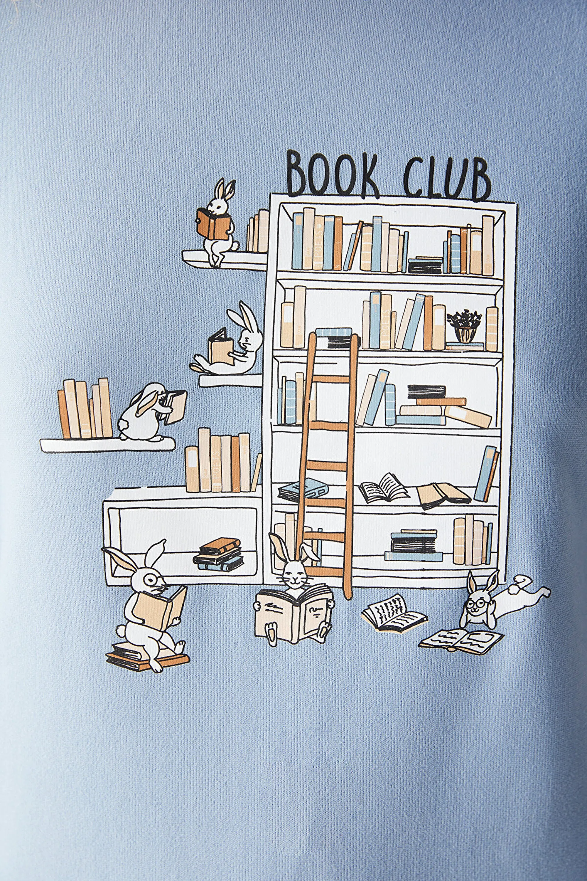 Books Printed Tshirt Blue PJ Top